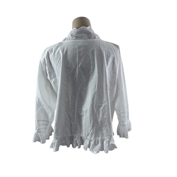 "Vicki Wayne" White Eyelet Cover Up,Cotton,Cottage Core,SZ M, 3/4 Sleeves,Purity - Picture 3 of 11